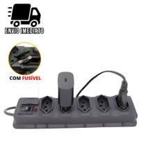 Filtro de Linha 5 Tomadas Régua de Tomada com Fusível Extensão Elétrica Bivolt Tripolar Filtro de Linha 5 Tomadas Régua de Tomada com Fusível Extensão Elétrica Bivolt Tripolar