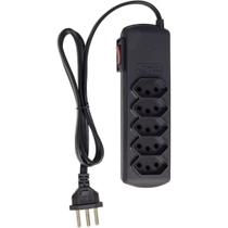Filtro de Linha 5 Tomadas SLIM Bivolt 0,8M Preto Compacto Filtro de Linha 5 Tomadas SLIM Bivolt 0,8M Preto Compacto