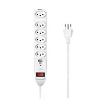 Filtro de Linha 6 Tomadas Elgin - Protetor de Surtos - 3 Pinos 10A - USB-A+C - Bivolt - Branco