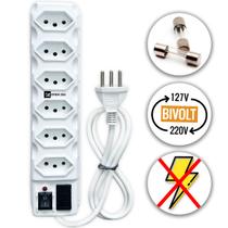 Filtro de Linha 6 Tomadas Preto ou Branco Régua 110/220v Bivolt Universal C/ Protetor Descarga de Energia Filtro de Linha 6 Tomadas Preto ou Branco Régua 110/220v Bivolt Universal C/ Protetor Descarga de Energia
