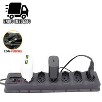 Filtro de Linha 6 Tomadas Régua de Tomada com Fusível Extensão Elétrica Bivolt Tripolar Filtro de Linha 6 Tomadas Régua de Tomada com Fusível Extensão Elétrica Bivolt Tripolar