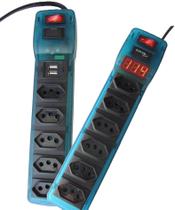 Filtro de Linha 6T Voltímetro Digital e Filtro de 5T com 2 USB Casa Escritório Filtro de Linha 6T Voltímetro Digital e Filtro de 5T com 2 USB Casa Escritório