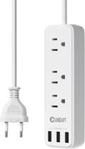 Filtro de linha adaptador de viagem EU Unidapt com 3 USB, 3 tomadas AC e cabo de 1 m Filtro de linha adaptador de viagem EU Unidapt com 3 USB, 3 tomadas AC e cabo de 1 m