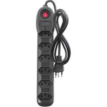 Filtro de Linha Bivolt Megatron com 6 Tomadas e Cabo de 1m Preto 10A Filtro de Linha Bivolt Megatron com 6 Tomadas e Cabo de 1m Preto 10A