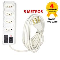 Filtro de Linha Branco 4 Tomadas com 5 Metros