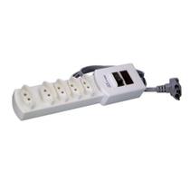 Filtro de linha branco 5 tomadas cabo 1,5m com fusível Margirius Filtro de linha branco 5 tomadas cabo 1,5m com fusível Margirius