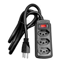 Filtro de Linha C/ Disjuntor Rearmável 3s com Cabo 80cm Preto Filtro de Linha C/ Disjuntor Rearmável 3s com Cabo 80cm Preto