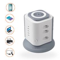 Filtro de Linha Carregamento por Indução 9 Tomadas 4 USB-A 1 USB-C Retardante à Chamas Proteção Contra Sobrecarga Filtro de Linha Carregamento por Indução 9 Tomadas 4 USB-A 1 USB-C Retardante à Chamas Proteção Contra Sobrecarga