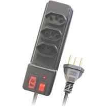 Filtro de Linha com 3 Tomadas 0,80M Preto Bivolt com Fusível Filtro de Linha com 3 Tomadas 0,80M Preto Bivolt com Fusível