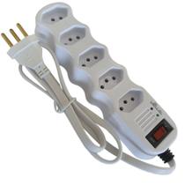 Filtro de Linha com 5 Tomadas 127v 220v Bivolt com Indicador de Voltagem Branco Filtro de Linha com 5 Tomadas 127v 220v Bivolt com Indicador de Voltagem Branco