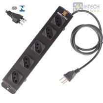 Filtro de linha com 5 tomadas individual até 10a - 220v - cabo 5,0m preto