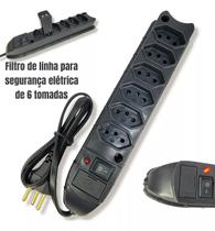 Filtro de Linha Com 6 Entradas Bivolt Com fusível protetor elétrico tv celular 10A