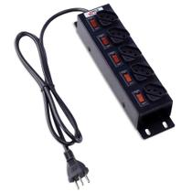 Filtro de Linha com Disjuntores Rearmáveis Individuais 5 Tomadas Preto - Force Line