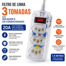 Filtro de Linha Dps 3 Tomadas Transparente 1,5 Metros 20A