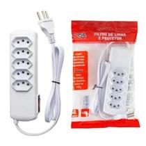 Filtro de Linha e Protetor Tripolar 10A 5 Tomadas Bivolt 127/220V Force Line Branco Filtro de Linha e Protetor Tripolar 10A 5 Tomadas Bivolt 127/220V Force Line Branco