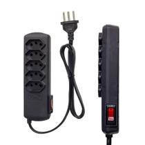 Filtro de Linha e Protetor Tripolar 10A 5 Tomadas Bivolt 127/220V Force Line Preto