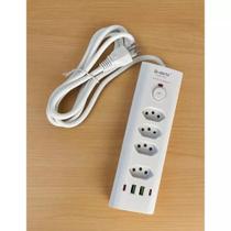 Filtro De Linha Extensão 2 Metros 4 Tomadas 2 USBC 2 USB BMax BM8707