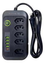 Filtro de Linha Extensão 5 Tomadas 4 USB 1 USB-C 2 Metros Bivolt Anti-Surto - Envio Rápido