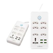 Filtro de Linha Extensão 6 Tomadas 4 USB 1 Tipo-C Bivolt Interruptor Cabo de 5 Metros Protetor de Descarga eletrica