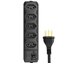 Filtro de Linha Extensão compatível com 5 Tomadas Com Chave On e Off