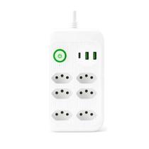 Filtro De Linha Extensão E106U 6 Tomadas + 3 Usb + 1 tipo C BRANCO Filtro De Linha Extensão E106U 6 Tomadas + 3 Usb + 1 tipo C BRANCO