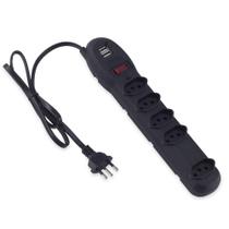 Filtro de Linha Force Line com USB, 5 Tomadas, 10A, Preto - 0060500023 Filtro de Linha Force Line com USB, 5 Tomadas, 10A, Preto - 0060500023