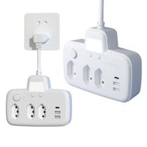 Filtro de Linha Inteligente 3 Tomadas Botão Interruptor com USB A e USB C Luz Noturna Ajustável Três Níveis Filtro de Linha Inteligente 3 Tomadas Botão Interruptor com USB A e USB C Luz Noturna Ajustável Três Níveis