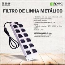 Filtro De Linha Metalico Régua 12 Tomadas Bivolt 10a Ipec