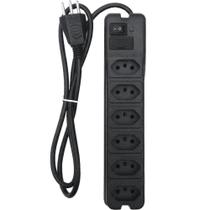 Filtro de Linha NTC 6 tomadas 10A preto - PTE0206 Filtro de Linha NTC 6 tomadas 10A preto - PTE0206