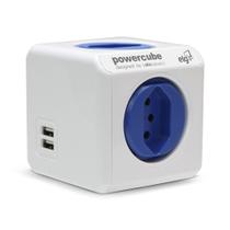 Filtro de Linha PowerCube, 4 Tomadas 10A + 2 USB 2.4A, Sem Cabo, Bivolt, Branco/Azul, PWC-R4U, ELG