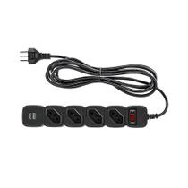 Filtro de Linha, Protetor Eletrônico Intelbras 4 Tomadas, 2 USB, EPE 204 USB - Preto Filtro de Linha, Protetor Eletrônico Intelbras 4 Tomadas, 2 USB, EPE 204 USB - Preto