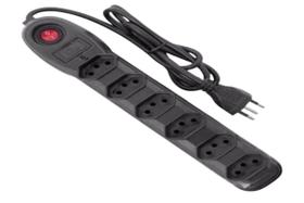 Filtro De Linha Pvc 6 Tomadas Bivolt Preto - Megatron Filtro De Linha Pvc 6 Tomadas Bivolt Preto - Megatron