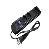 Filtro De Linha Pvc Com 3 Tomadas Com Fusível Bivolt Preto