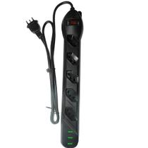 Filtro de Linha Qualitronix 5 Tomadas + 3USB 3 x 0,75mm Cabo 1m 10A Preto
