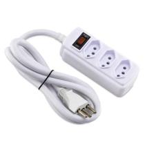 Filtro de Linha Rearmável 3 Saídas 2P+T 10A Bivolt Branco NBR Cabo 80cm