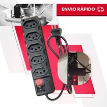 Filtro de linha Régua 5 tomadas régua extensão Elétrica c/ fusível - bivolt 110v 220v 10A CABO 80CM