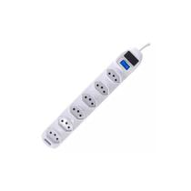 Filtro De Linha Régua 6 Tomadas Bivolt Com Proteção 3 pinos novo padrão 10a fio 3 metros Filtro De Linha Régua 6 Tomadas Bivolt Com Proteção 3 pinos novo padrão 10a fio 3 metros