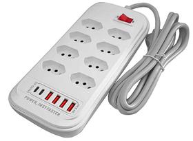 Filtro de Linha Regua de Energia 8 Tomadas Proteção Contra Surtos Elétricos(DPS) Com 4 USB 2 Tipo C Extensão Eletrica 2M Filtro de Linha Regua de Energia 8 Tomadas Proteção Contra Surtos Elétricos(DPS) Com 4 USB 2 Tipo C Extensão Eletrica 2M