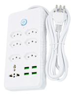 Filtro de Linha Regua Extensão com 4 Tomadas 4 USB Com Controle de Liga e Desligal Cabo 2m 110-220