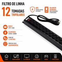Filtro de Linha Régua Extensora 12 Tomadas 10 Amperes 1,5 Metros Preto Filtro de Linha Régua Extensora 12 Tomadas 10 Amperes 1,5 Metros Preto