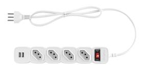 Filtro De Linha Regua Intelbras 4 Tomada Protetor Eletronico 2 USB Cabo 3 Metros