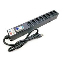 Filtro de Linha Regua Metálico Disjuntor 20a 8 Tomadas Bivolt Cabo 1 Metro