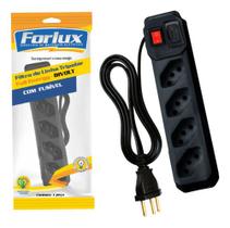 Filtro De Linha Tripolar Bivolt Fusível 4 Tomada 1,20m Preto