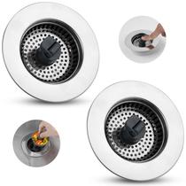 Filtro de pia de cozinha Hibbent 3 em 1 em aço inoxidável US 9cm