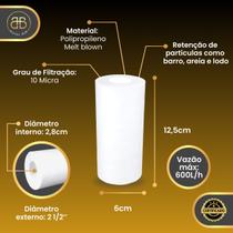 Filtro De Polipropileno, 5 X 2 1/2 Vazão Até 500 Litros/hr Filtro De Polipropileno, 5 X 2 1/2 Vazão Até 500 Litros/hr