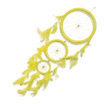 Filtro Dos Sonhos Apanhador Penas Hippie Amarelo 60cm Maior GRANDE COM PENAS