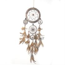 filtro dos sonhos marrom natural de penas decorativo decoração para casa Amuleto 3 aros