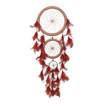 Filtro Dos Sonhos Pena marrom Escuro apanhador amuleto decoração de parede 3 aros grande