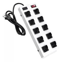 Filtro Extensão Régua Metálico 10 Tomadas Cabo 1 Metro KITEC