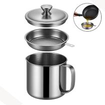 Filtro guarda óleo de cozinha fritura recipiente inox 1300ml